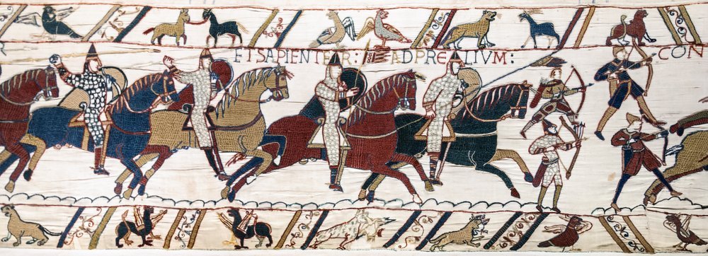 Figure 2 : Norman knights and archers at the Battle of Hastings, 1066, from the Bayeux Tapestry, an eleventh-century embroidered record of William of Normandy's conquest of England. Photo: Myrabella / Wikimedia Commons / Public Domain.