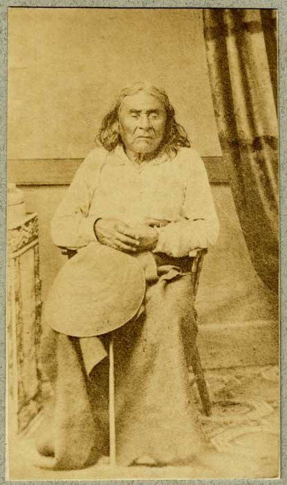 Figure 3 : Chief Si'ahl (Chief Seattle), photographed in 1864, the year after he wrote his famous reply to the US President's request to buy native land.