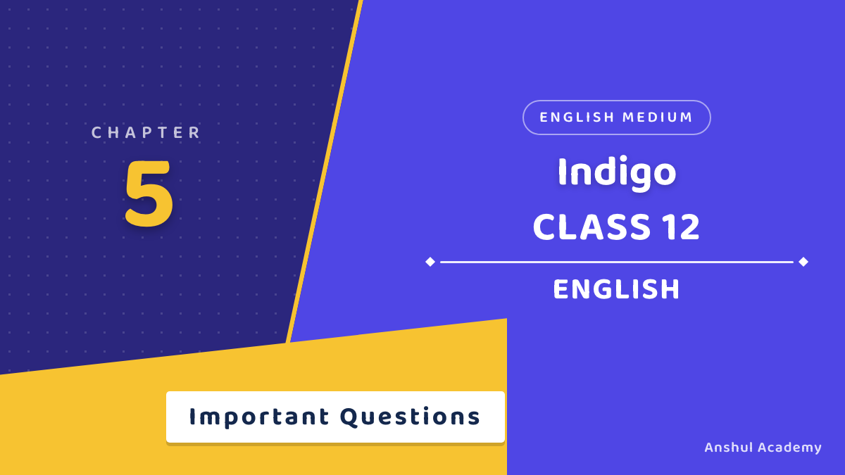 Class 12 English Flamingo Chapter 5 Indigo Important Questions with Answers