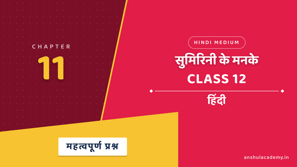 कक्षा 12 हिंदी अंतरा भाग 2 अध्याय 11 सुमिरिनी के मनके महत्वपूर्ण प्रश्न उत्तर सहित (Important Questions with Answers) हिंदी में