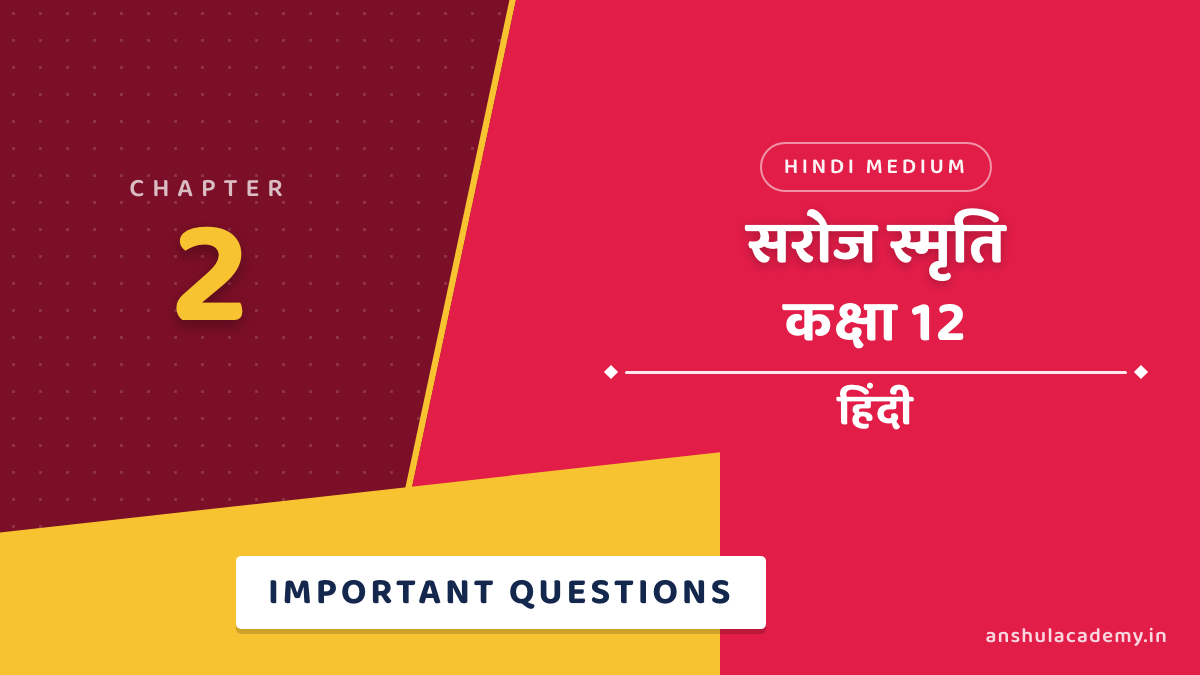 कक्षा 12 हिंदी अंतरा भाग 2 अध्याय 2 सरोज स्मृति महत्वपूर्ण प्रश्न उत्तर सहित (Important Questions with Answers) हिंदी में