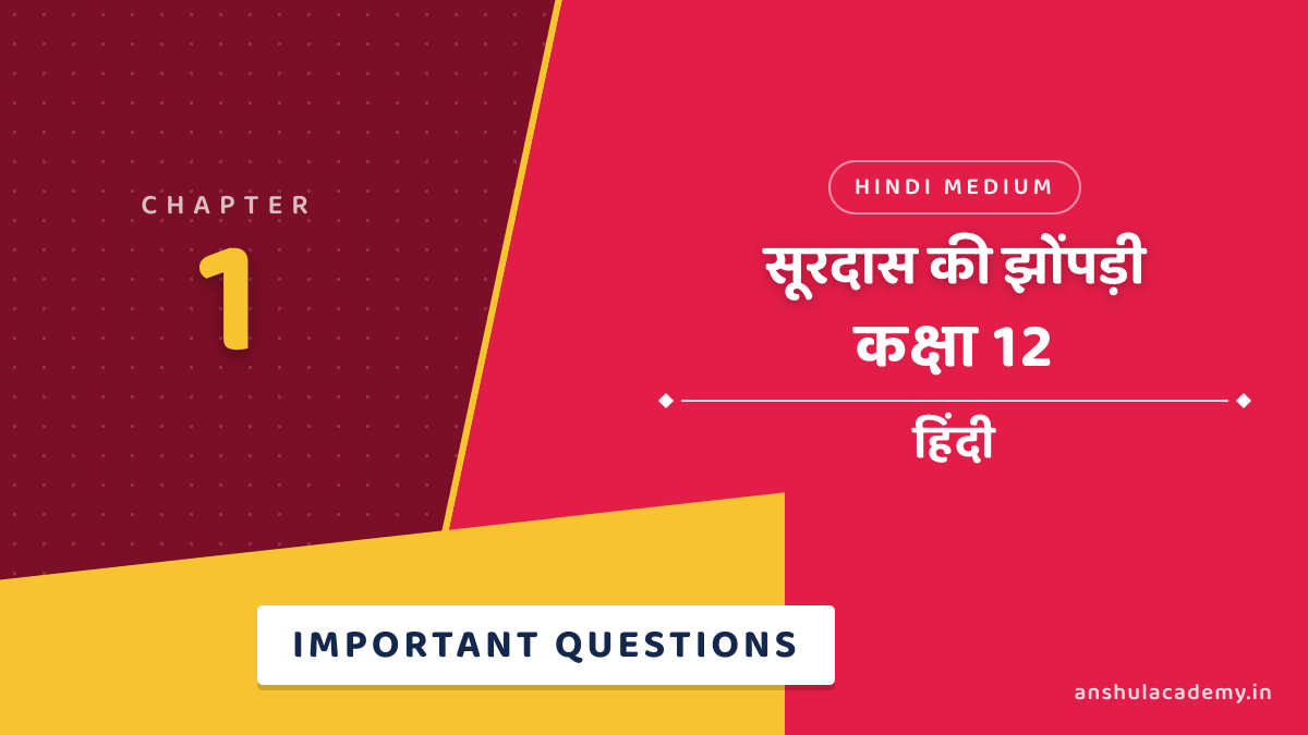 कक्षा 12 हिंदी अंतराल भाग 2 अध्याय 1 सूरदास की झोंपड़ी महत्वपूर्ण प्रश्न उत्तर सहित (Important Questions with Answers) हिंदी में